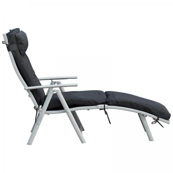 Sonnenliege Strandliege Gartenliege 7-stufig Verstellbar Klappbar Metall Schwarz - Palo24