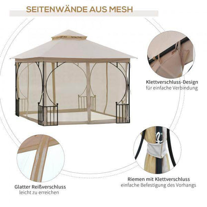 Gartenpavillon Partyzelt Festzelt Doppeldach 3x3m - Palo24