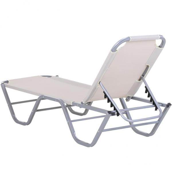 Sonnenliege Strandliege 5-Stufige Gartenliege Relaxliege Alu Oxfordstoff Creme - Palo24