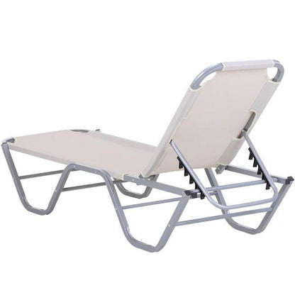 Sonnenliege Strandliege 5-Stufige Gartenliege Relaxliege Alu Oxfordstoff Creme - Palo24