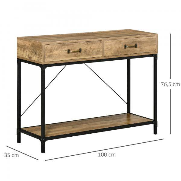 Konsolentisch Braun+Schwarz 100 cm x 35 cm x 76,5 cm - Palo24