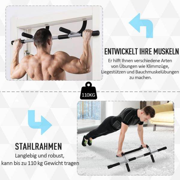 Klimmzugstange Trainings Halterung Multifunktions-Türreck Stahl Schaumstoff PE - Palo24
