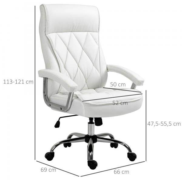 Bürostuhl Drehstuhl mit Wippenfunktion modern PU-Leder Weiss - Palo24