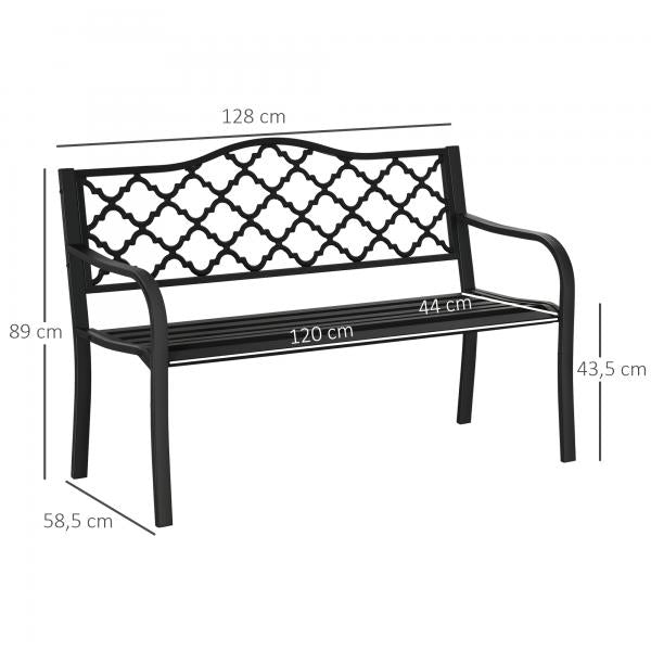 Gartenbank 2-Sitzer aus Metall Schwarz - Palo24