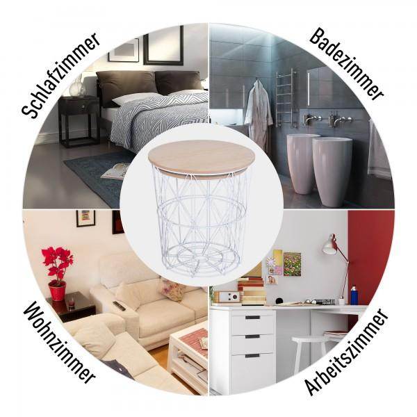 2er Set Couchtisch Nachttisch MDF + Metall natur + weiss - Palo24