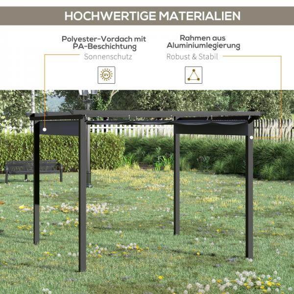 Pergola mit anpassbarem Verdeck Aluminium Grau+Schwarz 3 x 3 m - Palo24