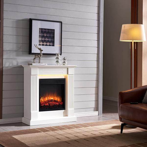 BALDERIA Elektrokamin Ladina 3D-Flammeneffekt Elektro Heizung 2000W Weiss - Palo24