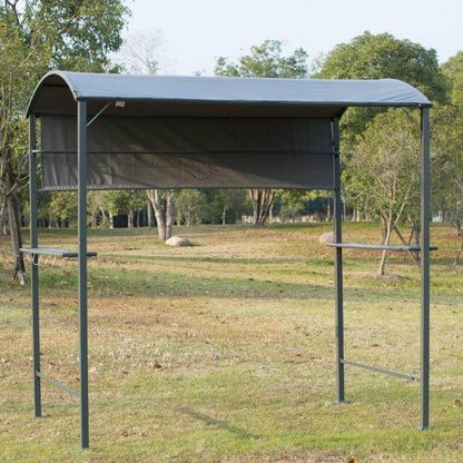Grillpavillon BBQ-Pavillon mit 2 Ablagen Flammschutzdach Polyester Schwarz - Palo24