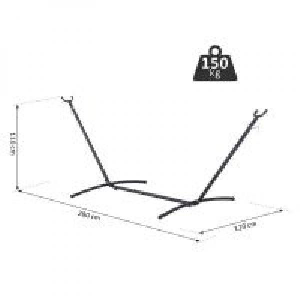 Hängemattengestell für Hängematte Hängemattenständer mit Hacken Garten Strand Metall 280x120x110cm bis 150kg - Palo24