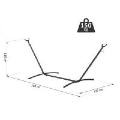 Hängemattengestell für Hängematte Hängemattenständer mit Hacken Garten Strand Metall 280x120x110cm bis 150kg - Palo24