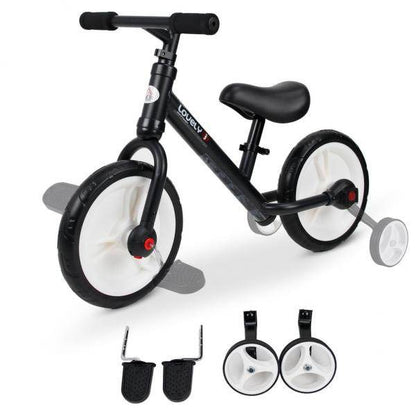 Laufrad Kinderfahrrad Lauflernrad 2-in-1 Stützräder Pedale 2-5 Jahre PP Schwarz - Palo24