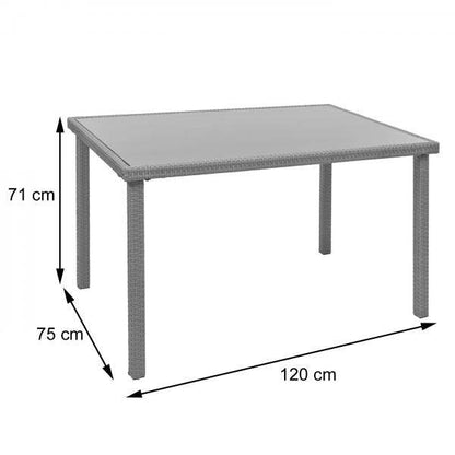 Poly-Rattan Tisch HWC-G19, Gartentisch Balkontisch, 120x75cm ~ grau - Palo24