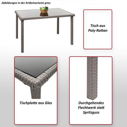 Poly-Rattan Tisch HWC-G19, Gartentisch Balkontisch, 120x75cm ~ braun - Palo24