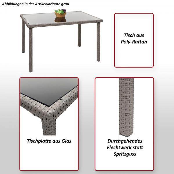 Poly-Rattan Tisch HWC-G19, Gartentisch Balkontisch, 120x75cm ~ grau-braun - Palo24