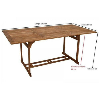 Garnitur Sitzgruppe MONTREUX 7-teilig, Geflecht schwarz + Akazien Holz, Tisch 90x180cm - Palo24
