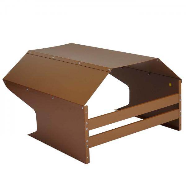 Mähroboter-Garage HWC-L43, Dach Unterstand für Rasenmäher, Metall 40x59x69cm ~ braun - Palo24