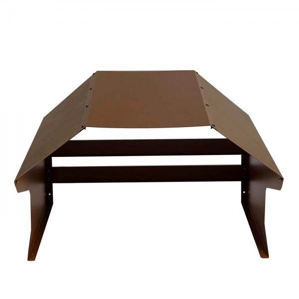 Mähroboter-Garage HWC-L43, Dach Unterstand für Rasenmäher, Metall 40x59x69cm ~ braun - Palo24
