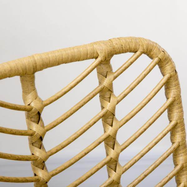 2er-Set Esszimmerstühle im Boho-Stil, Akzentstuhl, PE-Rattan, 44 cm x 58 cm x 85 cm, Natur + Schwarz - Palo24
