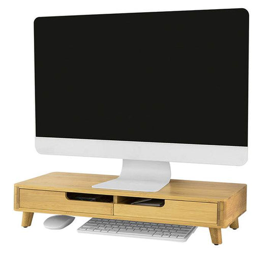 Design Monitorerhöhung | Monitorständer mit 2 Schubladen | Bambus | BBF06-N - Palo24