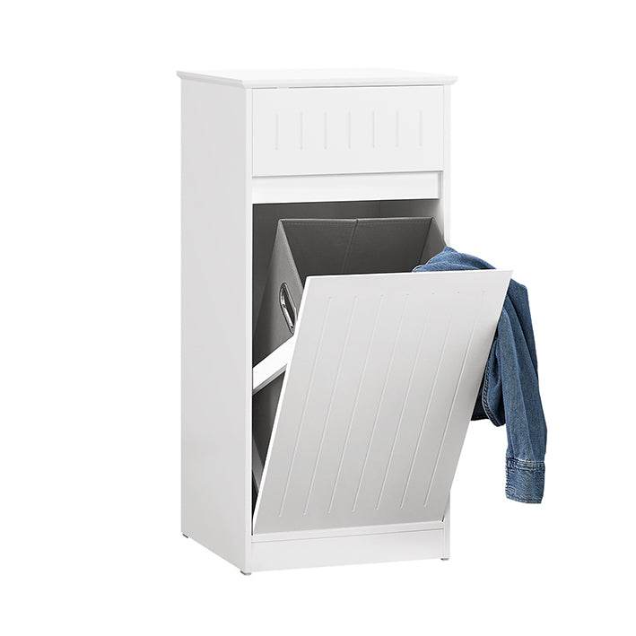 Wäscheschrank mit ausklappbarem Wäschetruhe | Wäschesammler | Wäschekorb | Weiss BZR110-W - Palo24
