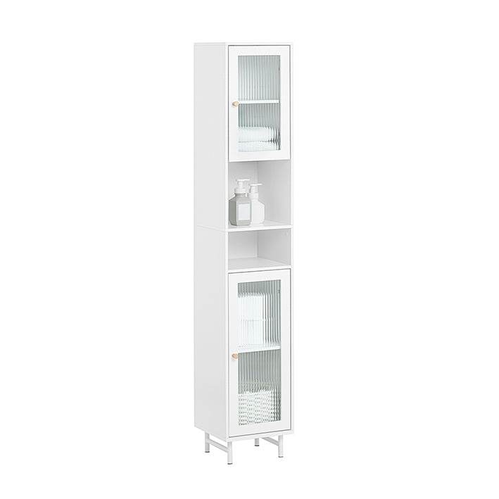Bad Hochschrank | Badschrank mit Glastür | Badregal | Weiss BZR118-W - Palo24