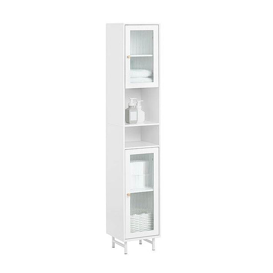 Bad Hochschrank | Badschrank mit Glastür | Badregal | Weiss BZR118-W - Palo24
