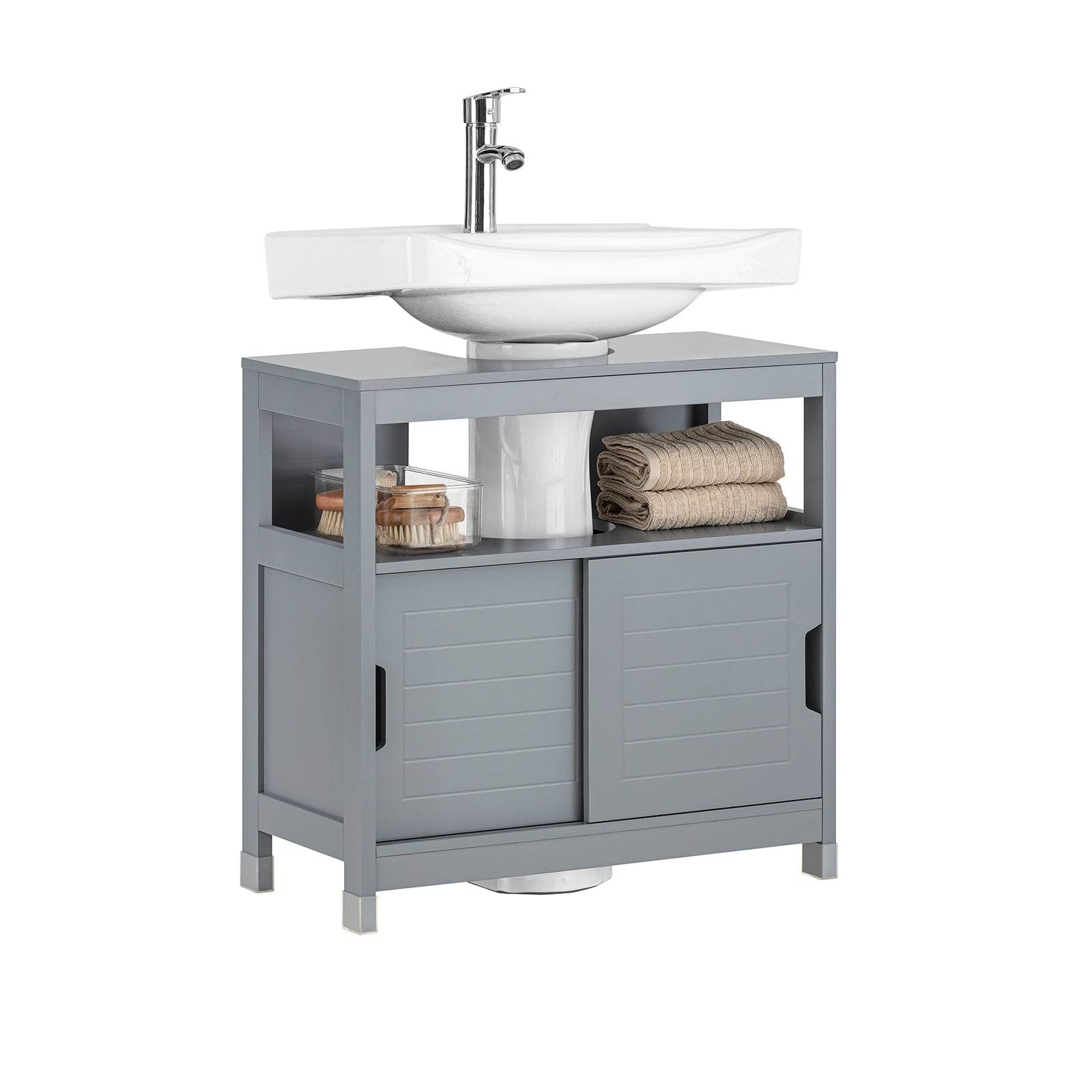 Waschbeckenunterschrank | Waschtisch | Badmöbel | Stahlgrau | FRG128-II-SG - Palo24