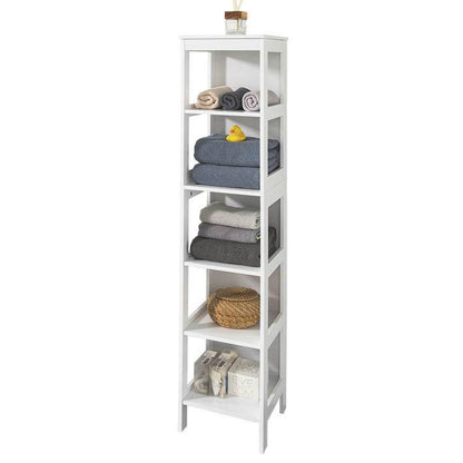 Badregal mit 5 Ablagen | Bad Hochschrank | Weiss BZR14-W - Palo24
