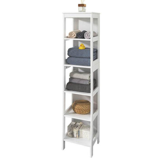 Badregal mit 5 Ablagen | Bad Hochschrank | Weiss BZR14-W - Palo24