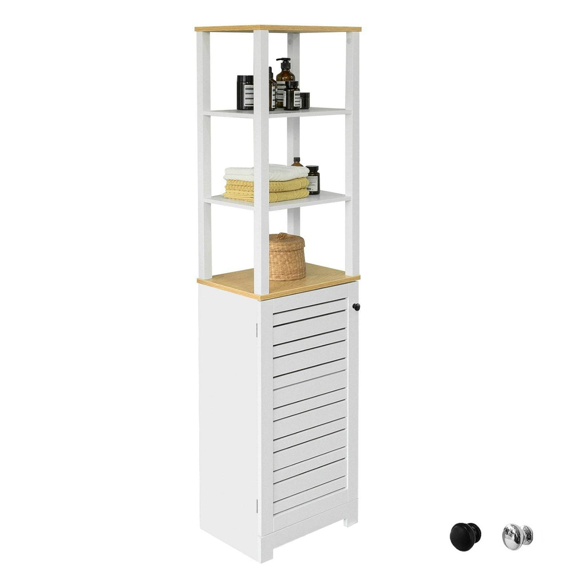 Bad Hochschrank | Badschrank Weiss Badezimmermöbel | BZR43-W - Palo24