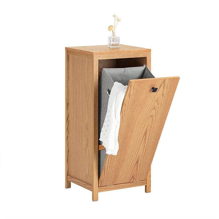 Wäscheschrank mit ausklappbarem Wäschetruhe | Wäschesammler | Badschrank | Natur | BZR96-N - Palo24
