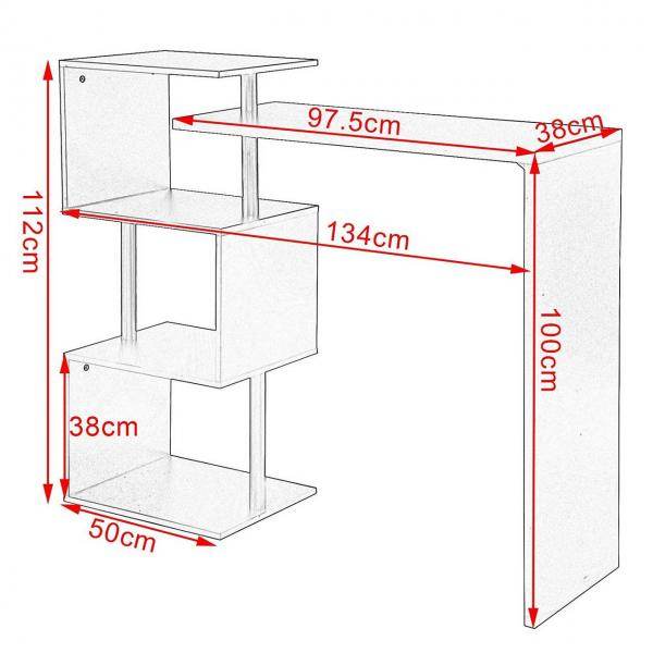 Bartisch mit 3 Ablageflächen aus Metall & MDF, drehbar weiss - Palo24
