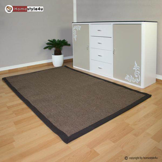 Sisalteppich Bordürenteppich 245 cm x 345 cm Naturfaser Sisal Teppich Braun - Palo24