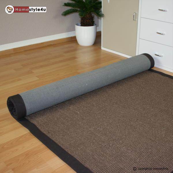 Sisalteppich Bordürenteppich 245 cm x 345 cm Naturfaser Sisal Teppich Braun - Palo24