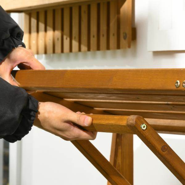 Gartenbank, 2-in-1-Kombination, Tisch mit 2 Hockern, Lärchenholz, wetterfest, Teak - Palo24