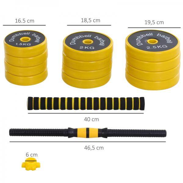 25 kg Hantel & Langhantel Einstellbare ergonomische 3-in-1 Hantelset 12 × Platten 2 × Kurze Stöcke 1 × Langer Stock - Palo24