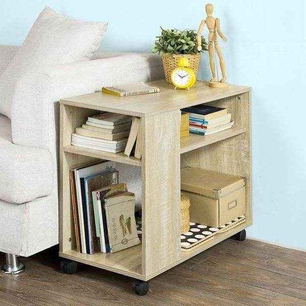 Beistelltisch mit Rollen | Druckertisch | Couchtisch Holz
