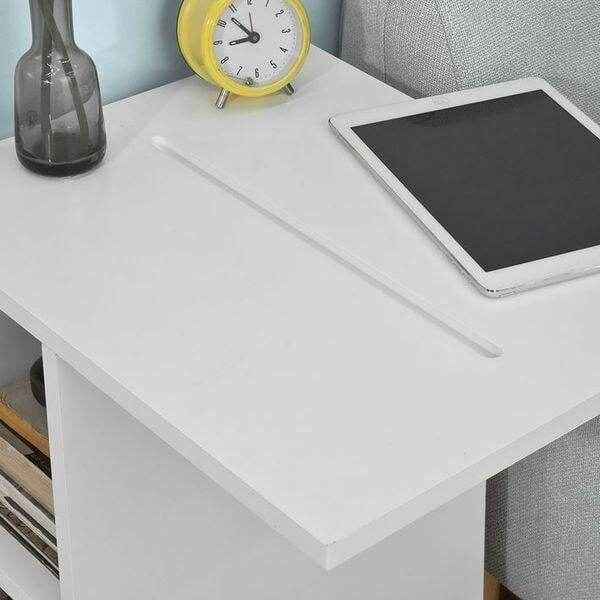 Beistelltisch für Ipad | Sofatisch auf Rollen | Zeitungsständer weiss
