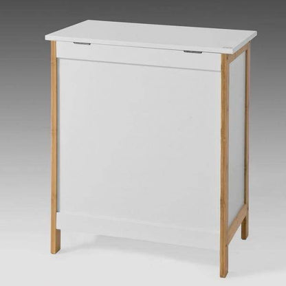 Wäschetruhe Wäschesammler Wäschekorb Wäschetonne mit Deckel Wäschebox Weiss+Natur B50XT30XH60cm - Palo24