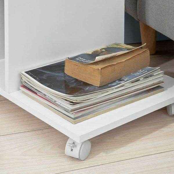 Beistelltisch für Ipad | Sofatisch auf Rollen | Zeitungsständer weiss