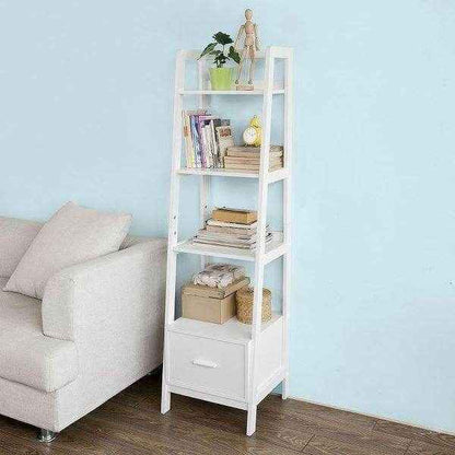 Leiterregal Weiss | Bücherregal Breit 44cm | Standregal Holz