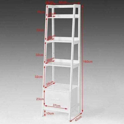 Leiterregal Weiss | Bücherregal Breit 44cm | Standregal Holz