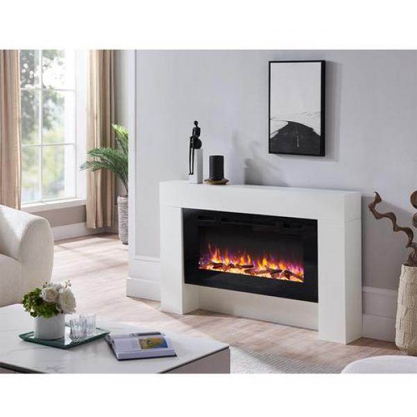 BALDERIA Elektrokamin Herkules 3D-Flammeneffekt, dimmbar, Heizung 2000W Weiss - Palo24
