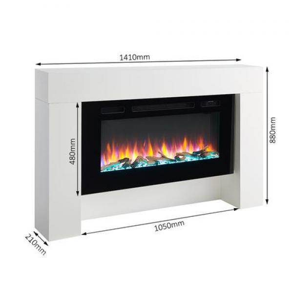 BALDERIA Elektrokamin Herkules 3D-Flammeneffekt, dimmbar, Heizung 2000W Weiss - Palo24