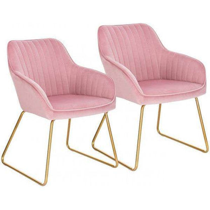 2er-Set Esszimmerstühle aus Samt Modell Stella rosa - Palo24