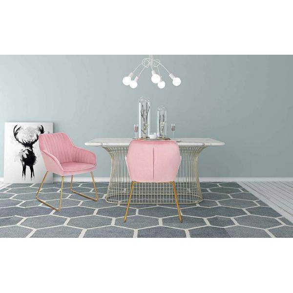 2er-Set Esszimmerstühle aus Samt Modell Stella rosa - Palo24
