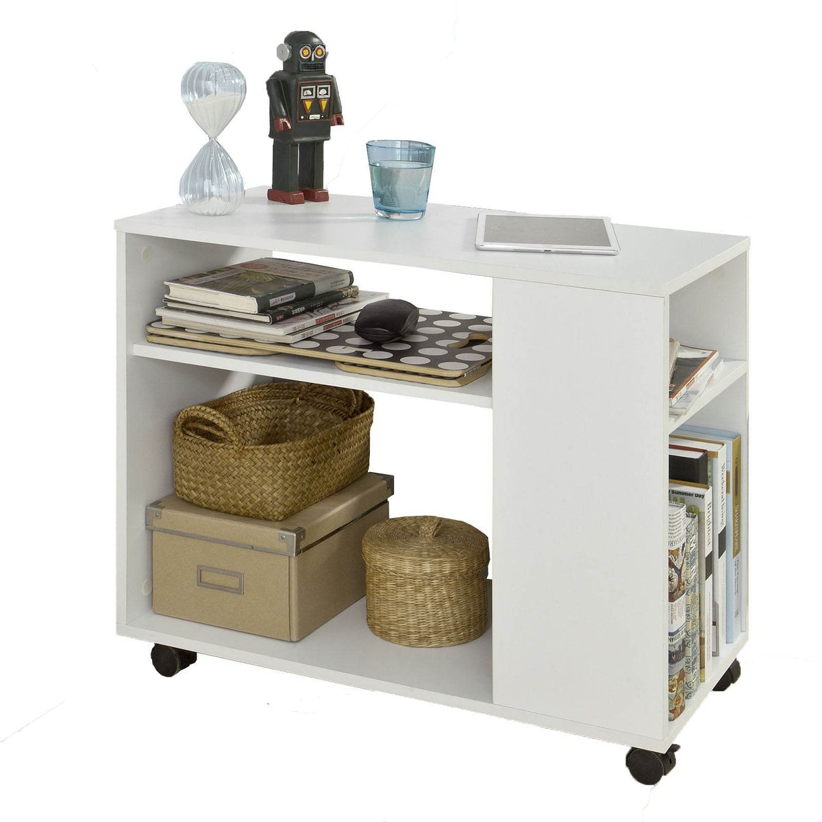 Beistelltisch mit Rollen | Druckertisch | Couchtisch Weiss FBT34-W - Palo24