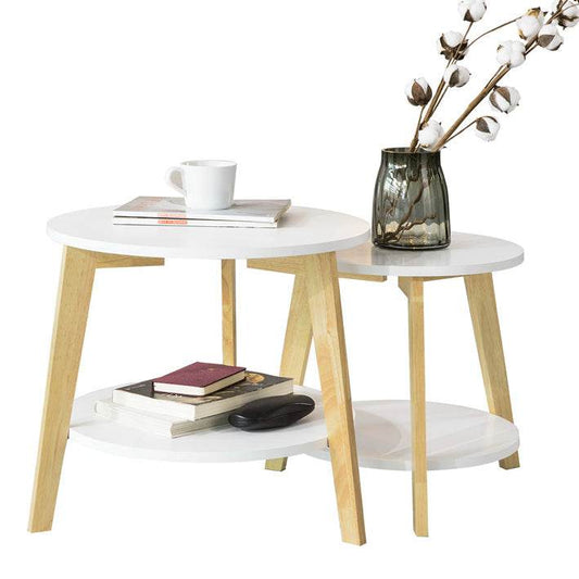 2er teilig Beistelltisch | Satztisch | Kautschukholz | Weiss - Palo24
