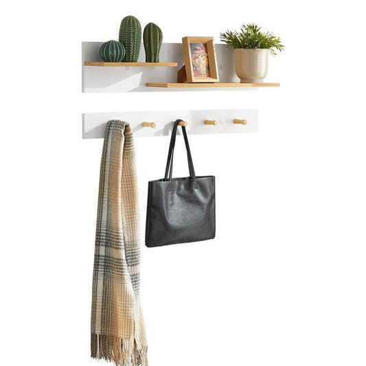 2-teilige Wandgarderobe | Hängeregal | Flurgarderobe Weiss FHK21-WN - Palo24