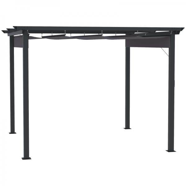 Pergola mit anpassbarem Verdeck Aluminium Grau+Schwarz 3 x 3 m - Palo24